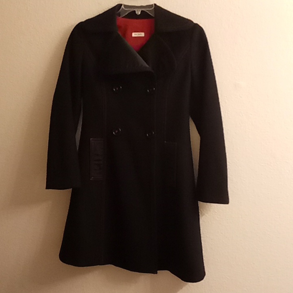 MAX & CO. ACTIVE Made in Italy Wool Winter Size 6 Black-Red Colors Pea coat HCM